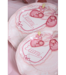 Piatti Piani di Carta a Petalo Eccomi Rosa 27 cm 2 confezioni