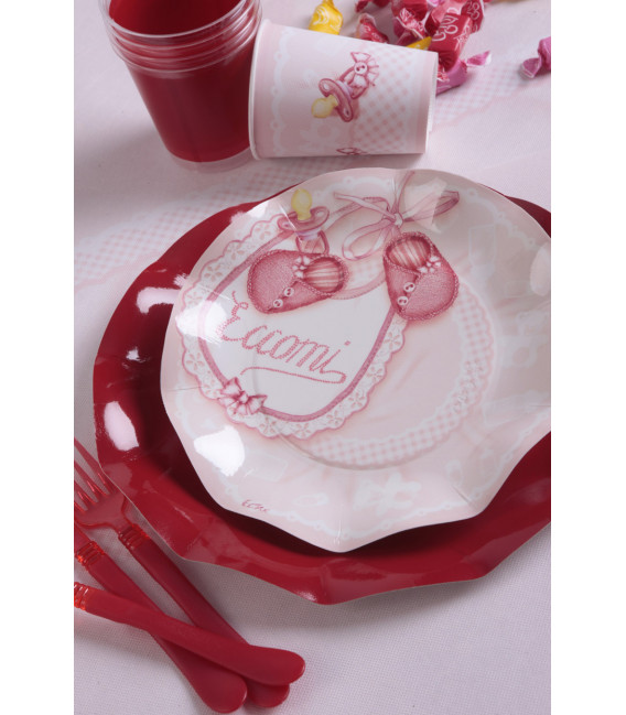 Piatti Piani di Carta a Petalo Eccomi Rosa 27 cm 2 confezioni