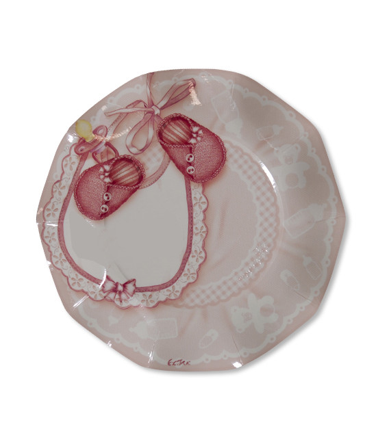 Piatti Piani di Carta a Petalo Baby Rosa 27 cm 2 confezioni