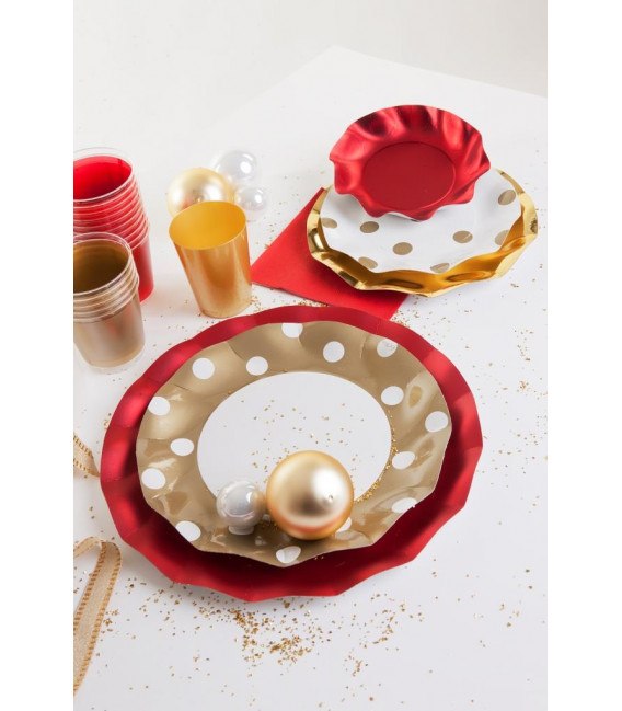 Bicchieri di Plastica Pois Oro 300 cc 3 confezioni