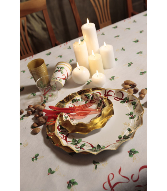 Piatti Piani di Carta a Petalo Natale Ribbon 24 cm