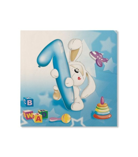 Tovaglioli Primo Compleanno Palloncini Celeste 33 x 33 cm 3 confezioni