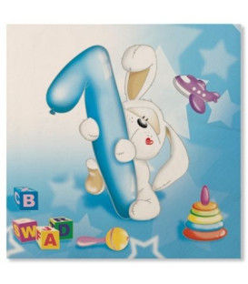 Tovaglioli Primo Compleanno Palloncini Celeste 33 x 33 cm 3 confezioni