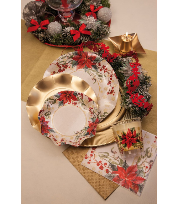 Piatti Piani di Carta a Petalo Natale Romantico 24 cm