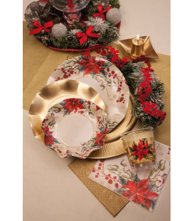 Piatti Piani di Carta a Petalo Natale Romantico 21 cm