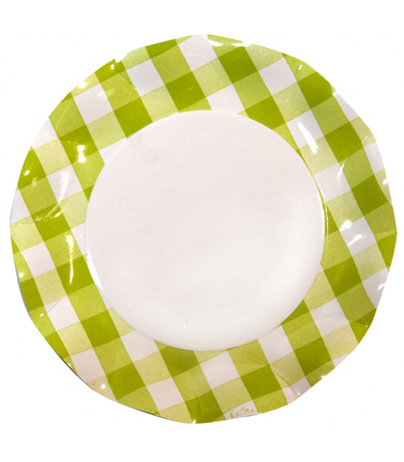 Piatti Piani di Carta Vichy a Quadri Bianco Verde Lime 27 cm