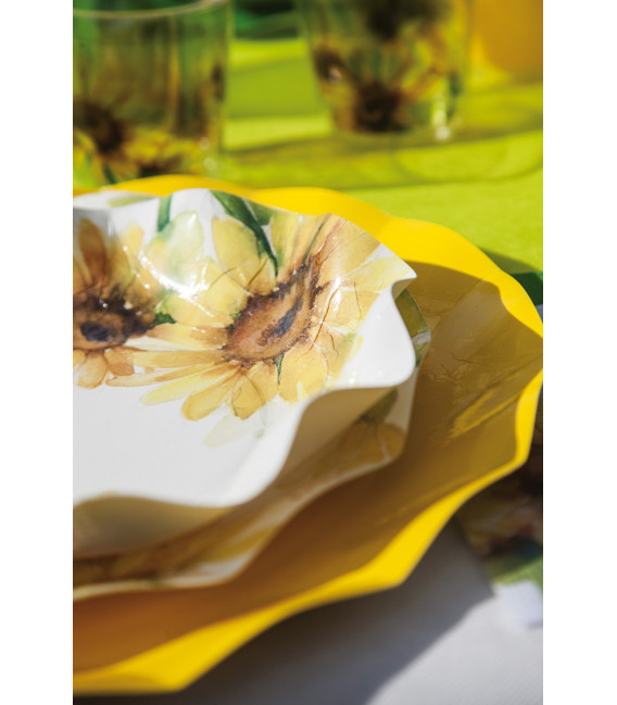 Piatti Piani di Carta a Petalo Sunflower 24 cm