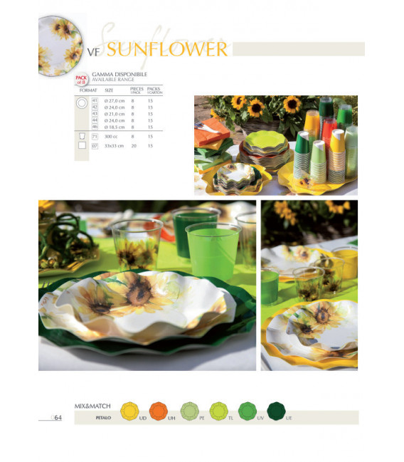Piatti Fondi di Carta a Petalo Sunflower 18,5 cm