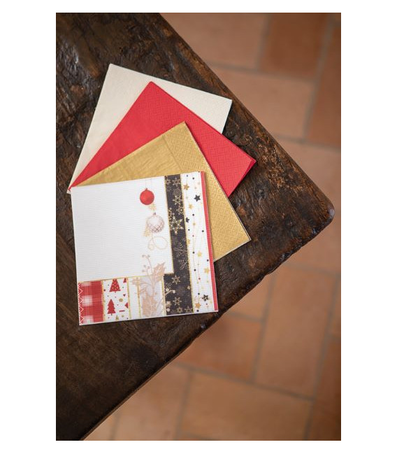 Piatti Piani di Carta a Righe Natale Patchwork 21 cm