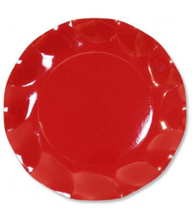 Piatti Piani di Carta a Petalo Rosso 27 cm