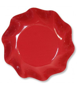 Piatti Fondi di Carta a Petalo Rosso 24 cm