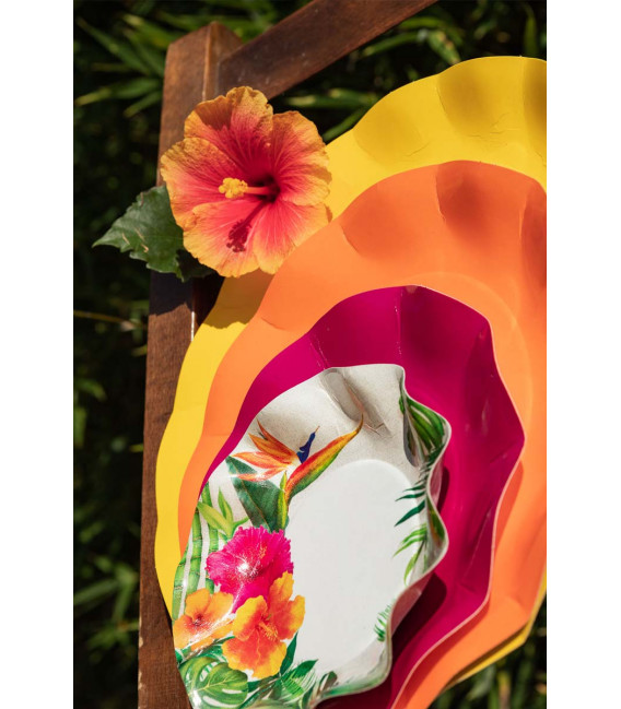 Piatti Piani di Carta a Petalo Tropical 21 cm