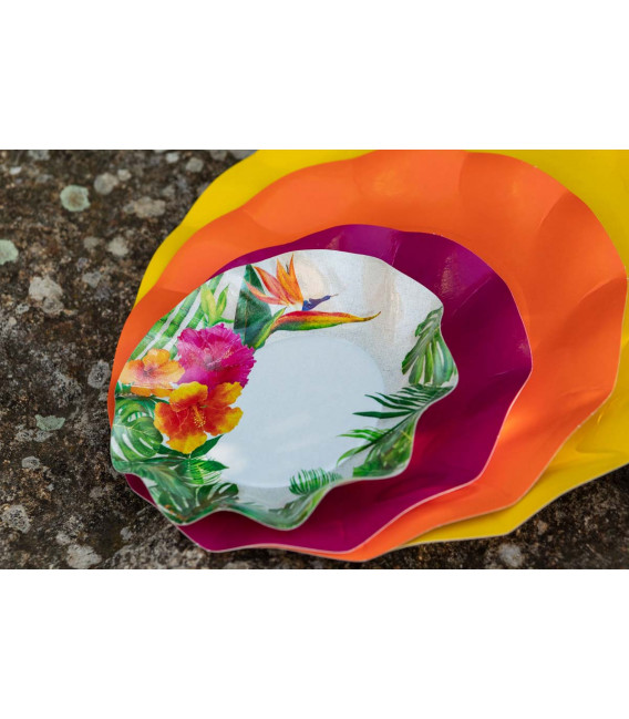 Piatti Piani di Carta a Petalo Tropical 21 cm