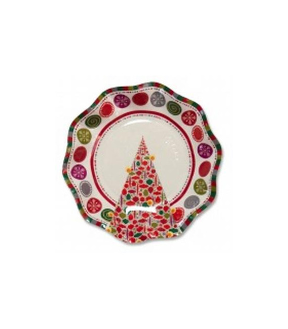 Piatti Fondi di Carta a Petalo Happy Christmas 18,5 cm
