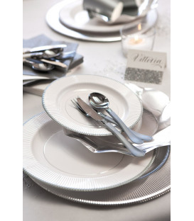 Piatti Piani di Carta a Righe Bordo Argento Classic Silver 21 cm