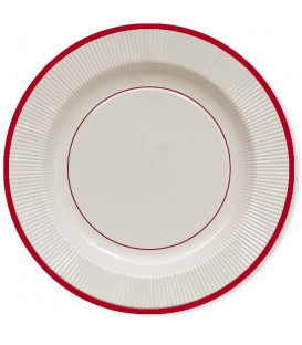 Piatti Piani di Carta a Righe Bordo Rosso Classic Red 21 cm