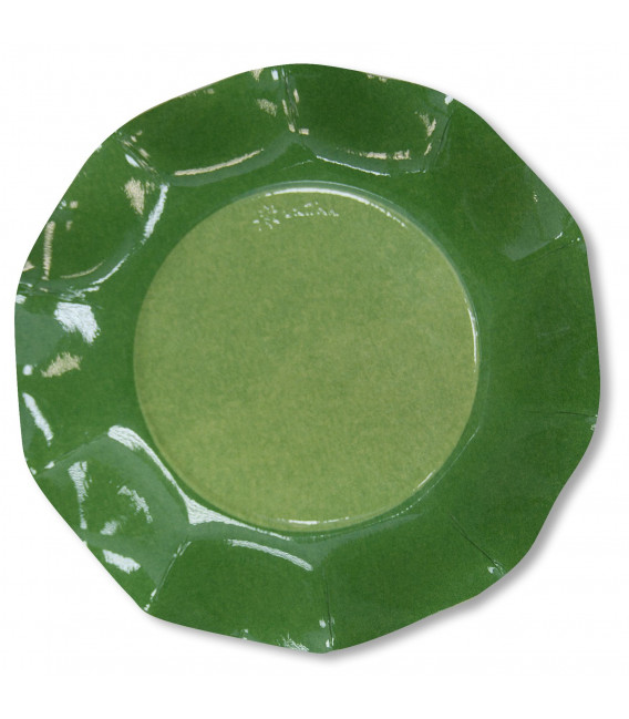 Piatti Piani di Carta a Petalo Bicolore Verde - Verde Scuro 21 cm