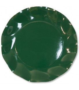 Piatti Piani di Carta a Petalo Verde Scuro 24 cm