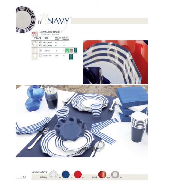 Piatti Piani di Carta a Petalo Navy Blu 21 cm