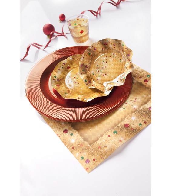 Piatti Piani di Carta a Petalo XMAS LIGHT GOLD 21 cm