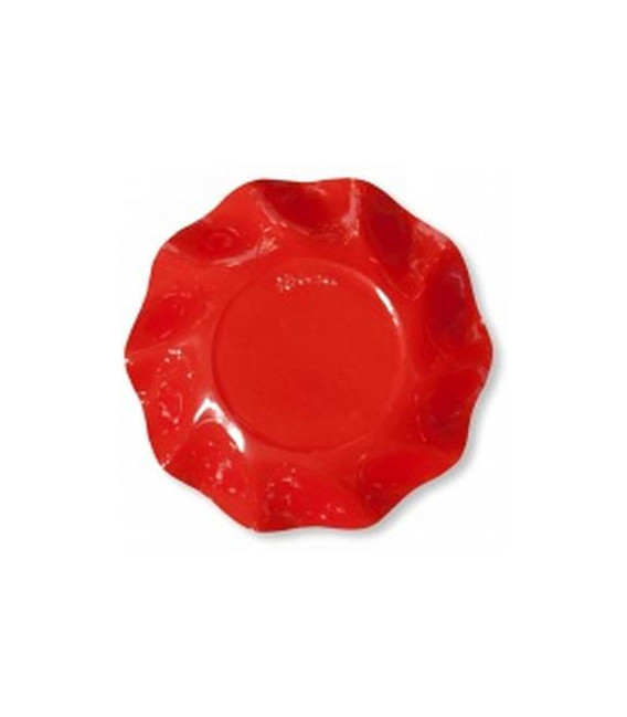Piatti Fondi di Carta a Petalo Rosso Corallo 18,5 cm