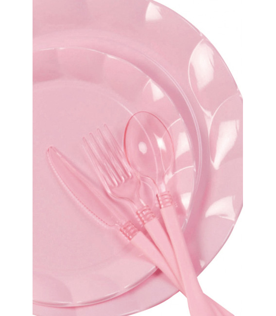 Piatti Piani di Plastica a Petalo Rosa 20 cm 2 confezioni