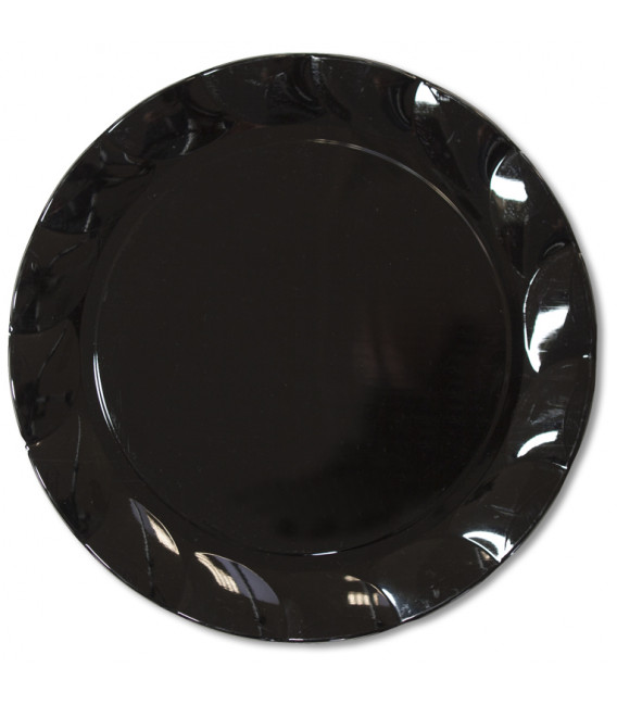 Piatti Piani di Plastica a Petalo Nero 20 cm 2 confezioni