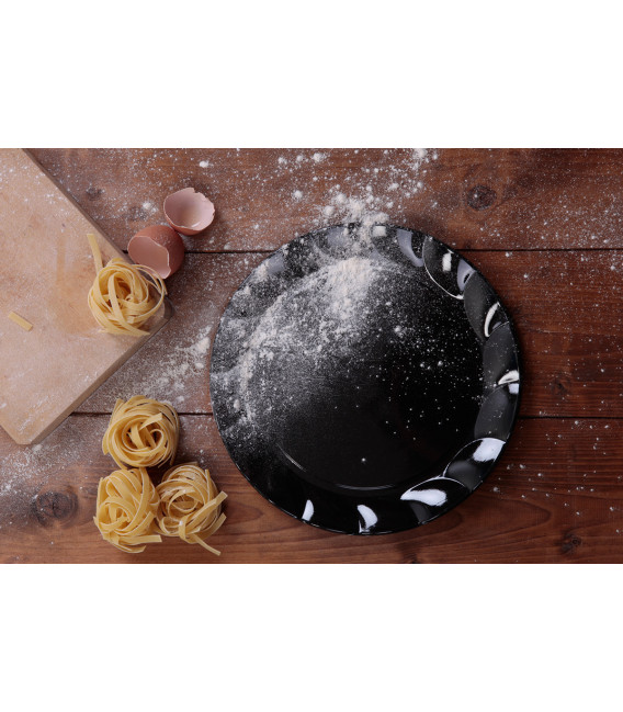 Piatti Piani di Plastica a Petalo Nero 20 cm 2 confezioni