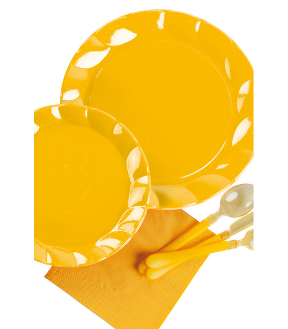 Piatti Piani di Plastica a Petalo Giallo 20 cm 2 confezioni