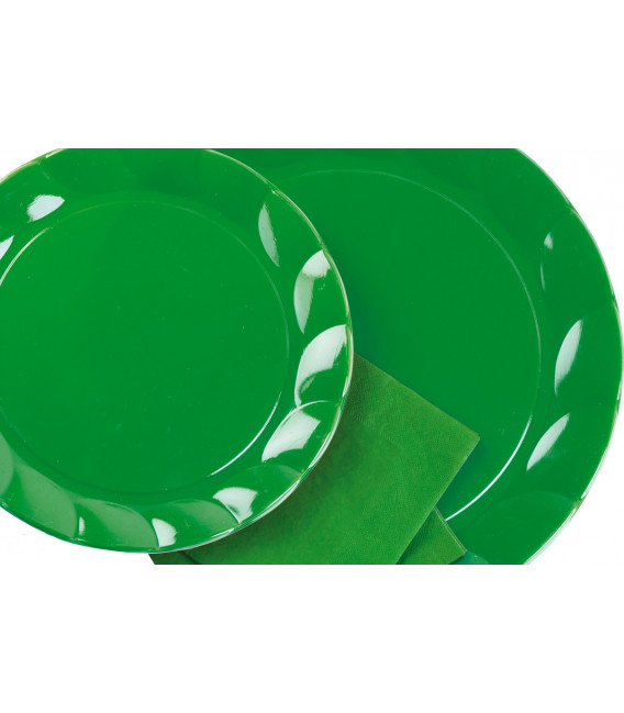 Piatti Piani di Plastica a Petalo Verde 20 cm 2 confezioni