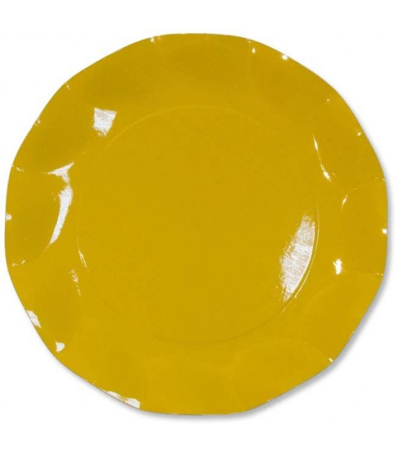 Piatti Piani di Carta a Petalo Giallo 21 cm