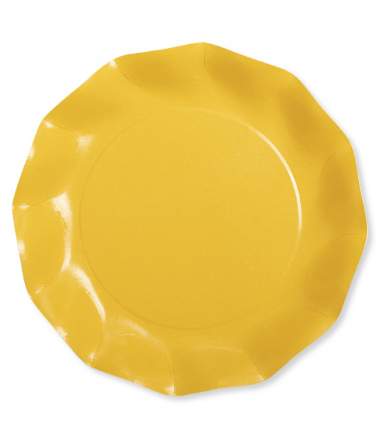 Piatti Piani di Carta Compostabile a Petalo Giallo 27 cm