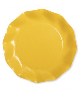 Piatti Piani di Carta Compostabile a Petalo Giallo 27 cm