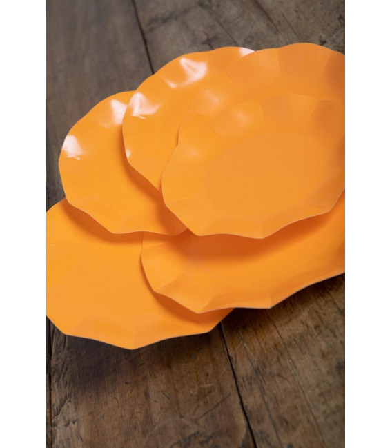 Piatti Piani di Carta Compostabile a Petalo Arancione 21 cm