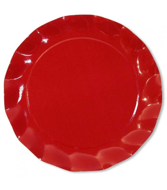 Piatti Piani di Carta a Petalo Rosso 24 cm