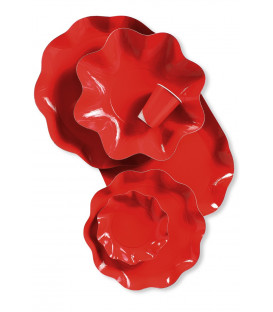 Piatti Piani di Carta a Petalo Rosso 24 cm