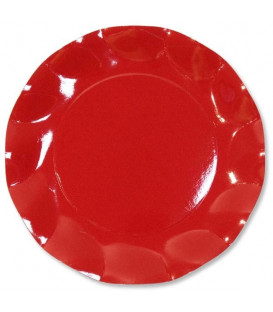 Piatti Piani di Carta a Petalo Rosso 21 cm