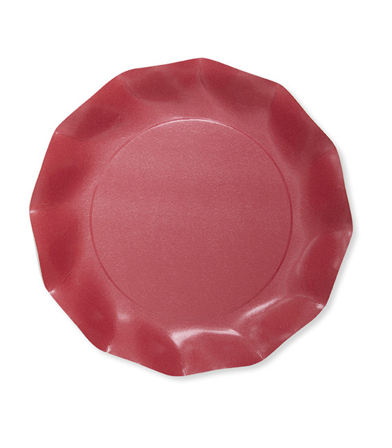 Piatti Piani di Carta Compostabile a Petalo Rosso fragola 27 cm