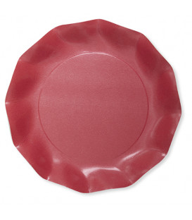 Piatti Piani di Carta Compostabile a Petalo Rosso fragola 27 cm