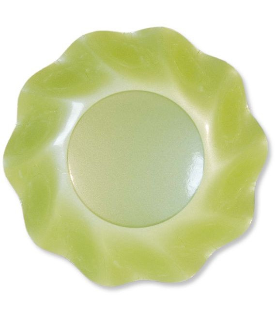 Piatti Fondi di Carta a Petalo Verde chiaro Perlato 24 cm