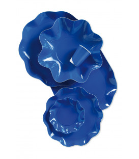 Piatti Fondi di Carta a Petalo Blu Cobalto 24 cm