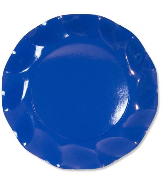 Piatti Piani di Carta a Petalo Blu Cobalto 27 cm