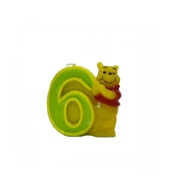 Candelina Numero 6 Winnie Pooh 6 cm 1 Pz