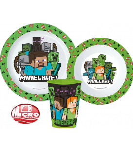 Servizio da tavola Minecraft plastica per microonde 3 Pz