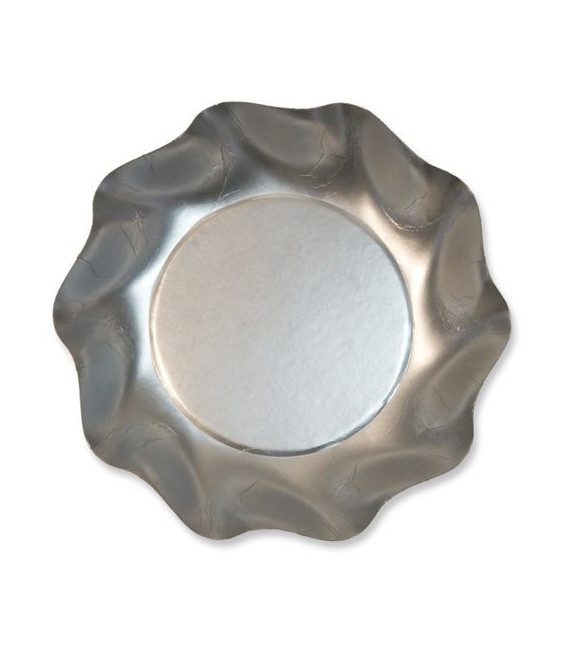 Piatti Fondi di Carta a Petalo Argento Metallizzato Satinato 18,5 cm