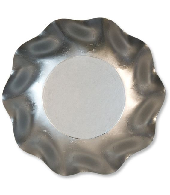 Piatti Fondi di Carta a Petalo Argento Metallizzato Satinato 18,5 cm