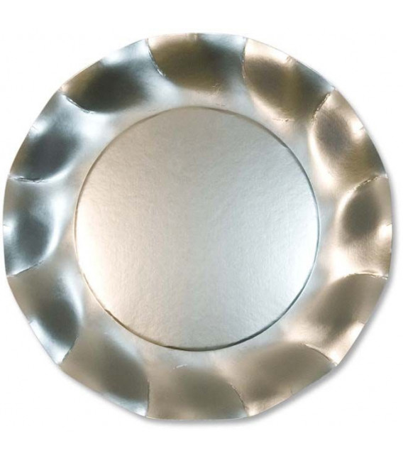 Piatti Piani di Carta a Petalo Argento Metallizzato Satinato 21 cm