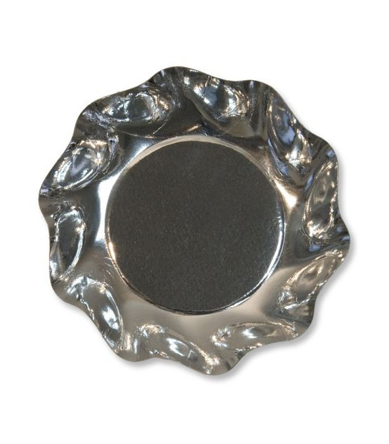 Piatti Fondi di Carta a Petalo Argento Metallizzato Lucido 18,5 cm