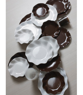 Piatti Piani di Carta a Petalo Marrone Cioccolato 21 cm