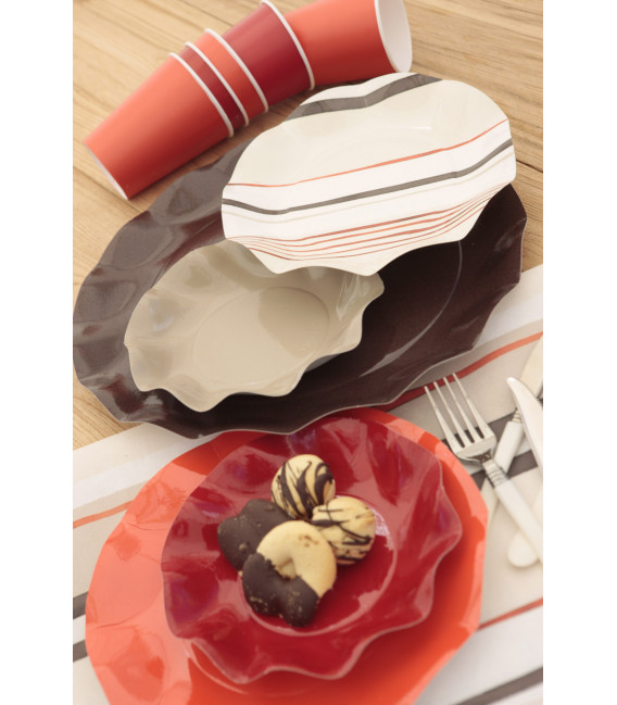 Piatti Piani di Carta a Petalo Marrone Cioccolato 32,4 cm
